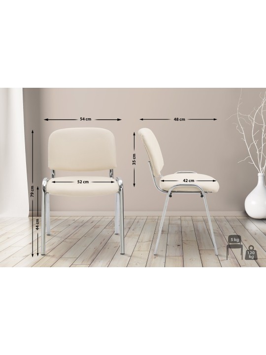 Silla de visita Ken C piel sintética, crema