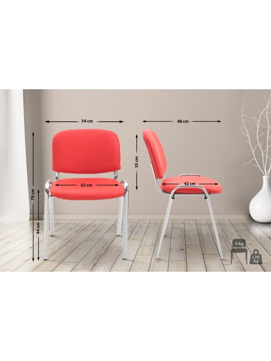 Silla de visita Ken C piel sintética, rojo