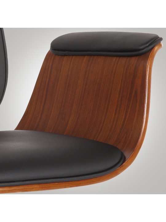 Silla de oficina Kemberg cuero artificial, nogal/negro