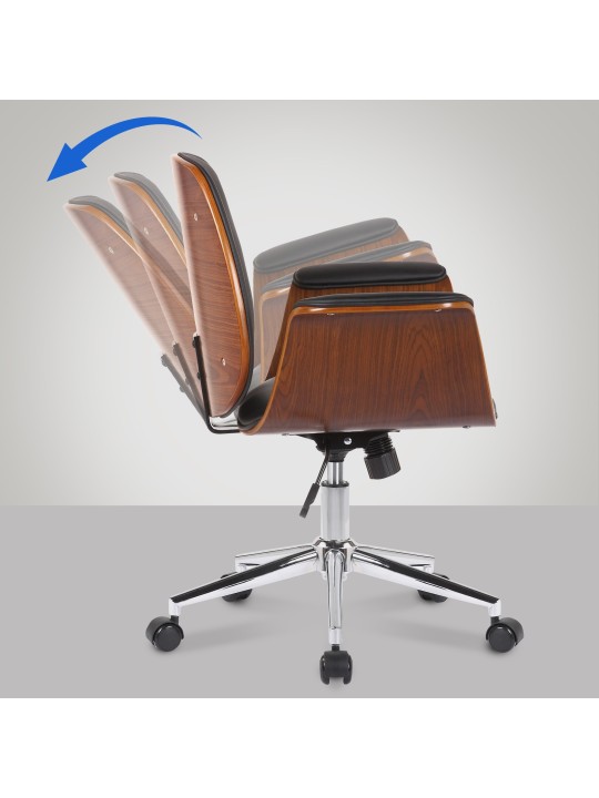 Silla de oficina Kemberg cuero artificial, nogal/negro