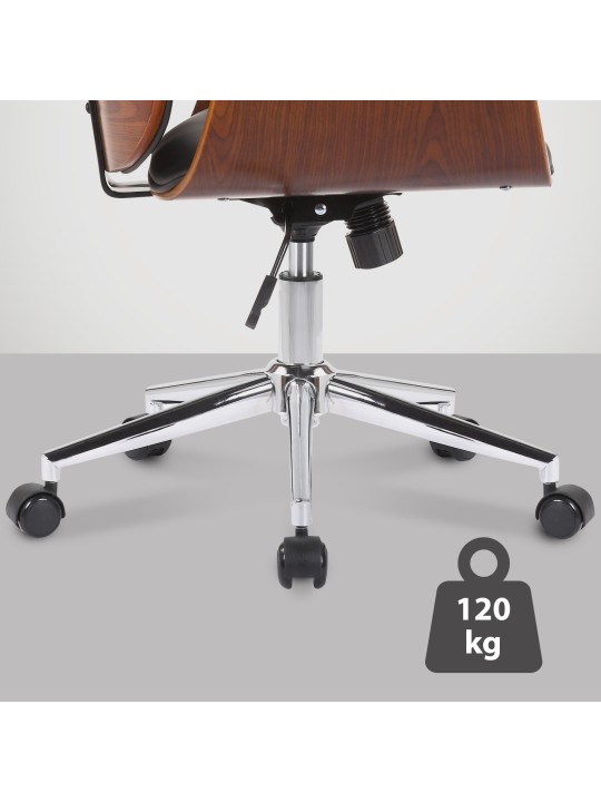 Silla de oficina Kemberg cuero artificial, nogal/negro