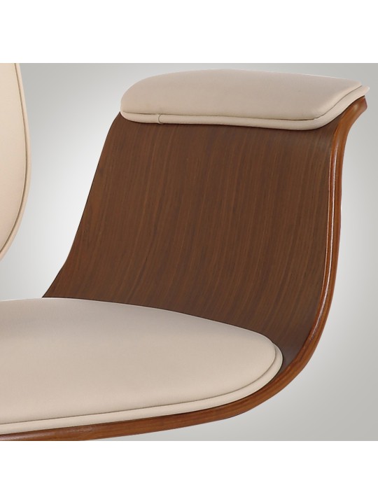 Silla de oficina Kemberg cuero artificial, nogal/crema