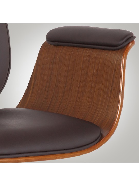 Silla de oficina Kemberg cuero artificial, nogal/marrón