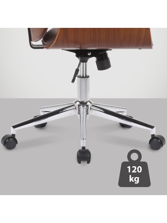 Silla de oficina Kemberg cuero artificial, nogal/marrón