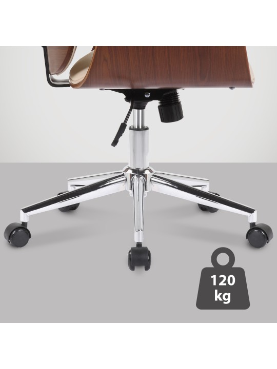 Silla de oficina Kemberg cuero artificial, nogal/crema