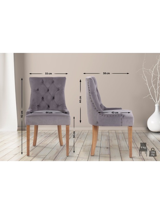 Silla de comedor Aberdeen terciopelo antiguo-claro, gris Silla de comedor Aberdeen terciopelo antiguo-claro, gris