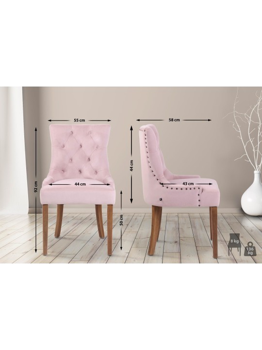 Silla de comedor Aberdeen terciopelo antiguo-claro, rosa Silla de comedor Aberdeen terciopelo antiguo-claro, rosa