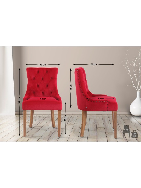 Silla de comedor Aberdeen terciopelo antiguo-claro, rojo Silla de comedor Aberdeen terciopelo antiguo-claro, rojo