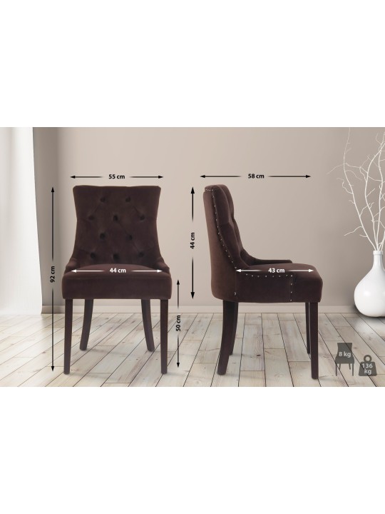 Silla de comedor Aberdeen terciopelo antiguo, marrón Silla de comedor Aberdeen terciopelo antiguo, marrón