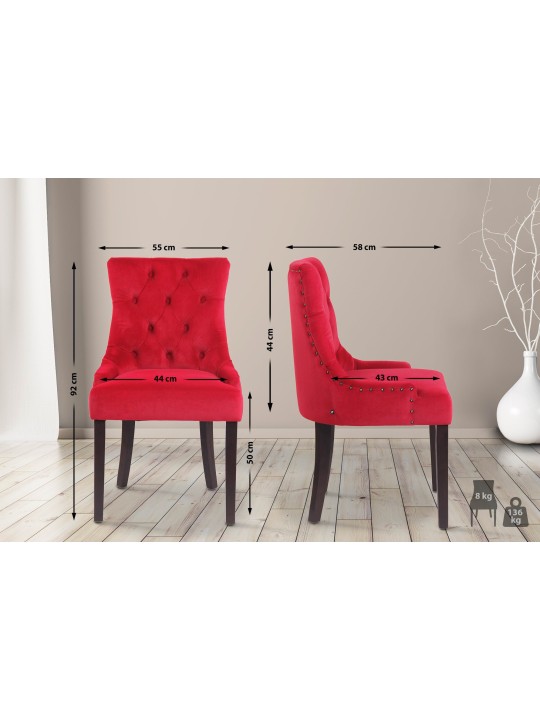 Silla de comedor Aberdeen terciopelo antiguo, rojo Silla de comedor Aberdeen terciopelo antiguo, rojo