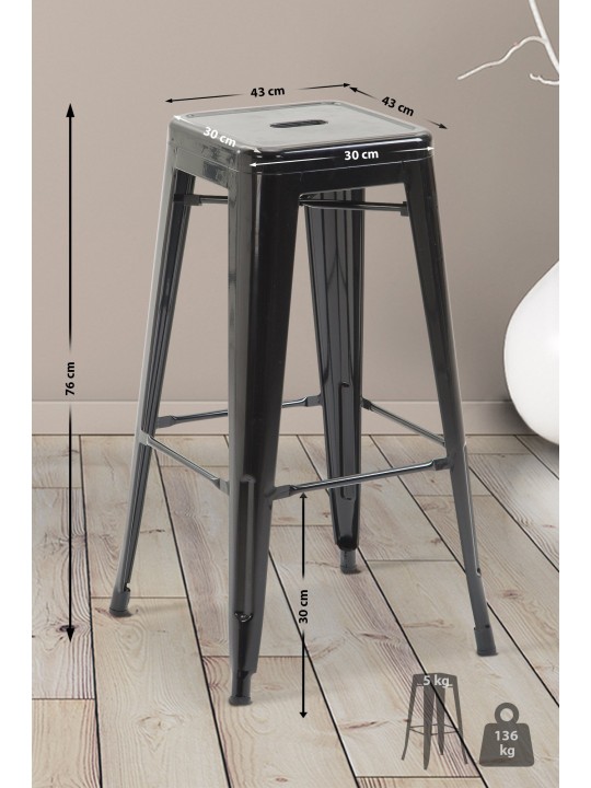 Taburete de bar Joshua V2, negro Taburete de bar Joshua V2, negro