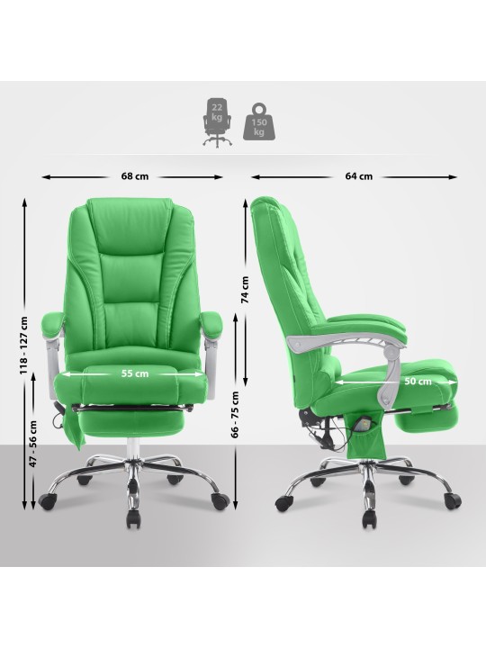 Silla de oficina Pacific con función de masaje V2, verde