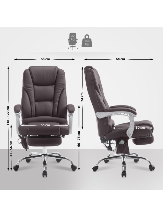 Silla de oficina Pacific con función de masaje V2, marrón Silla de oficina Pacific con función de masaje V2, marrón