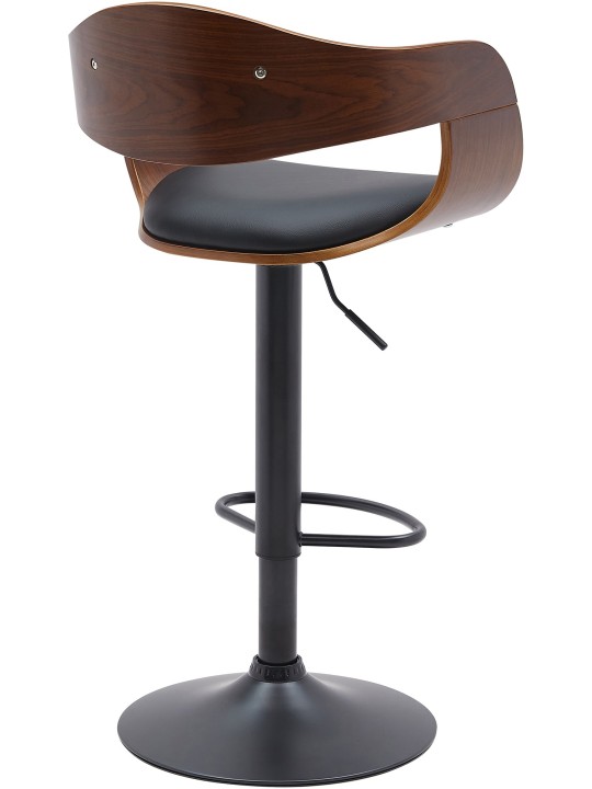 Juego de 2 taburetes de bar Kingston B piel sintética, nogal/negro