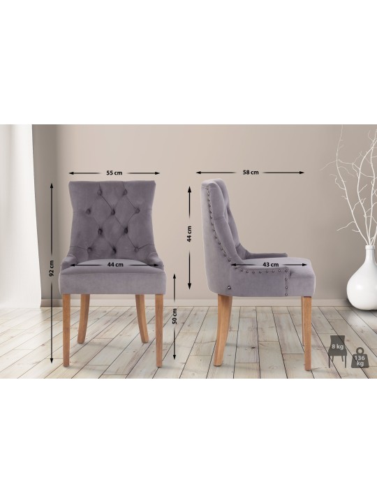 Juego de 4 sillas de comedor Aberdeen terciopelo antiguo-claro, gris