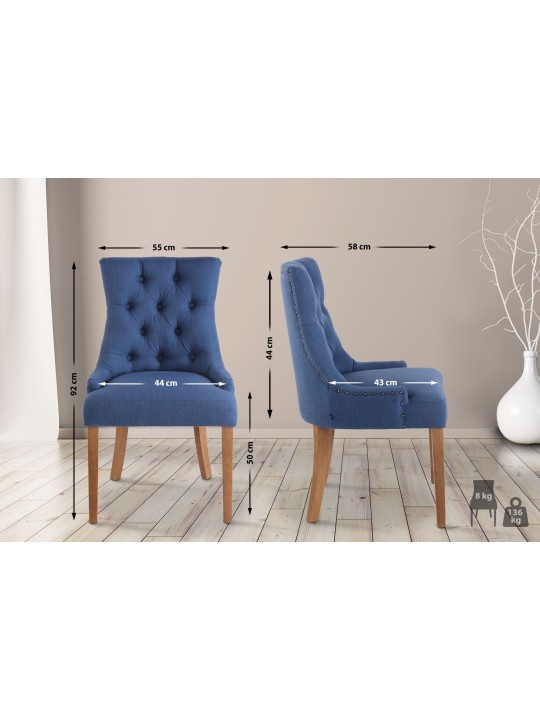 Silla de comedor Aberdeen tela antiguo-claro, azul Silla de comedor Aberdeen tela antiguo-claro, azul