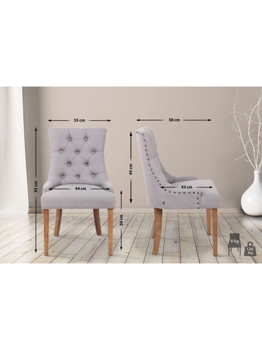 Juego de 2 sillas de comedor Aberdeen tela envejecido, gris