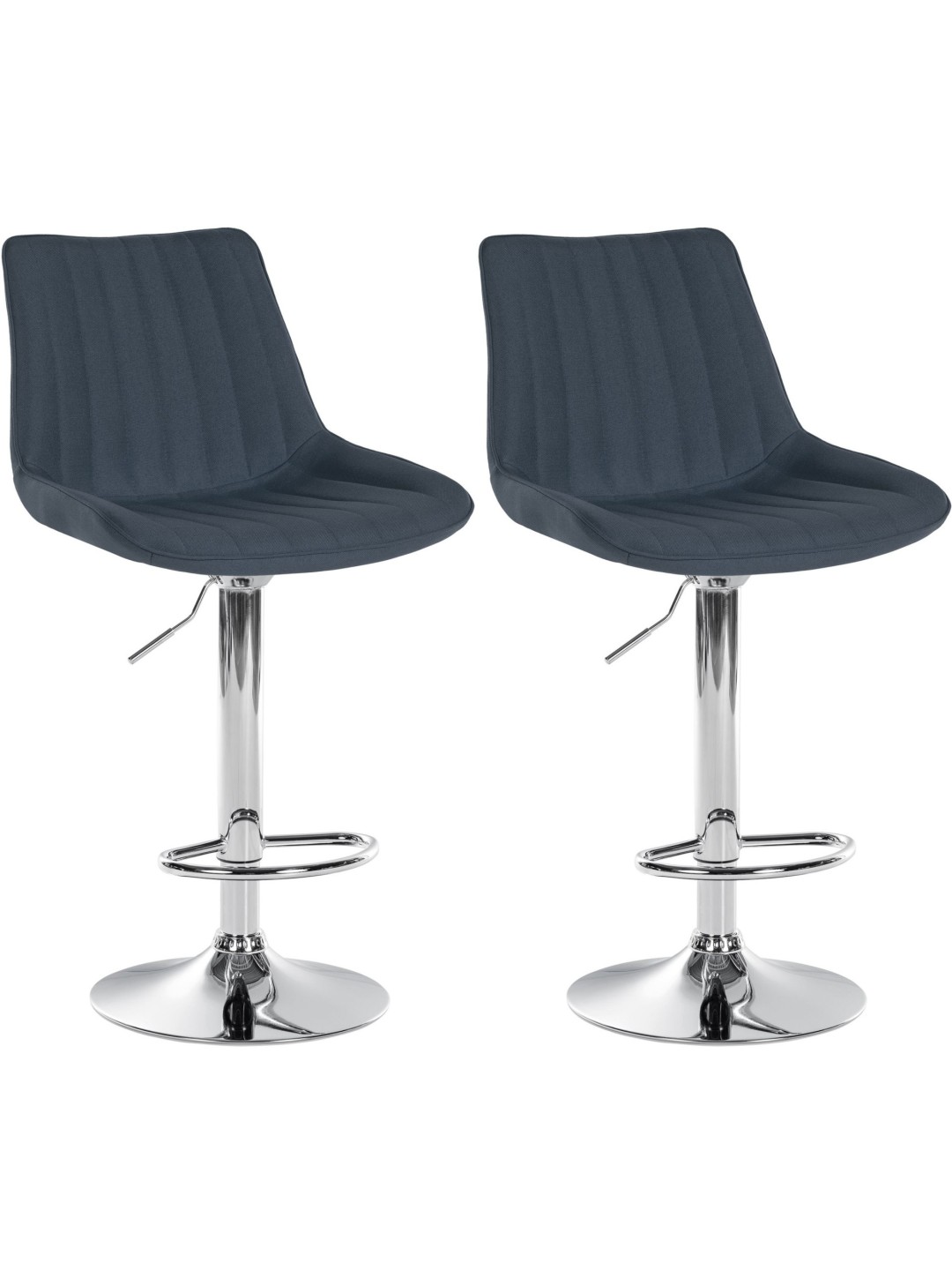Juego de 2 taburetes de bar Toni tela cromo, gris oscuro