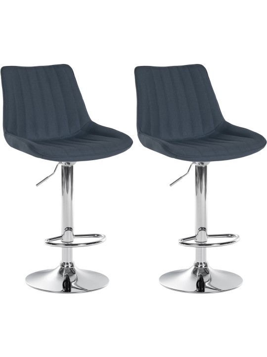 Juego de 2 taburetes de bar Toni tela cromo, gris oscuro Juego de 2 taburetes de bar Toni tela cromo, gris oscuro