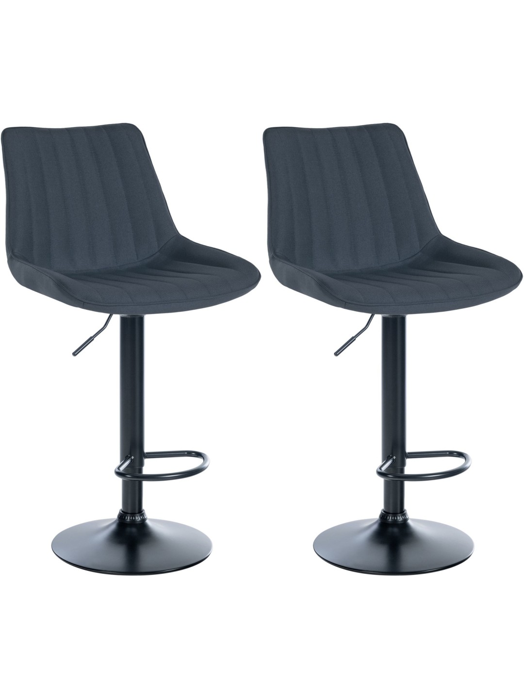 Juego de 2 taburetes de bar Toni tela, gris oscuro