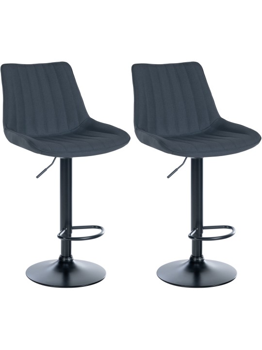 Juego de 2 taburetes de bar Toni tela, gris oscuro