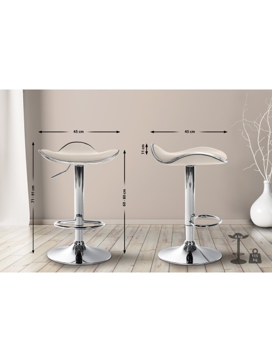 Taburete de bar Shanghai símil piel C, crema