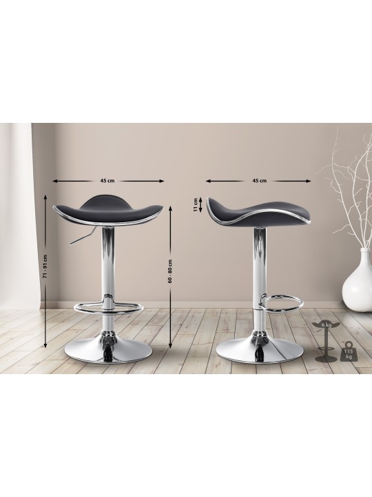 Taburete de bar Shanghai símil piel C, negro