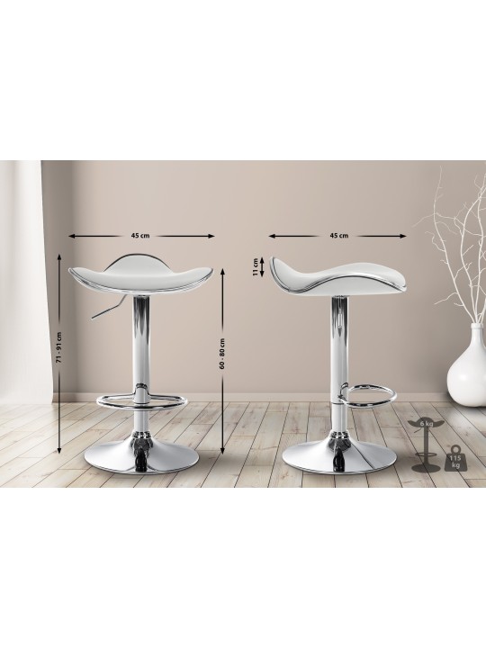 Taburete de bar Shanghai símil piel C, blanco