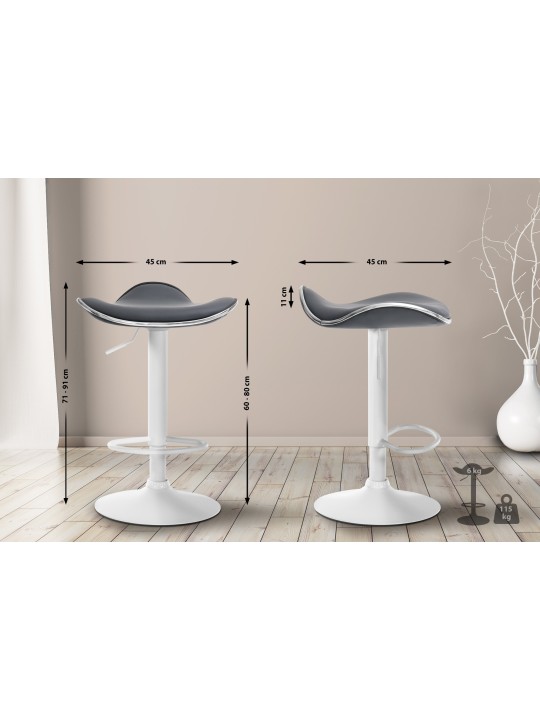 Taburete de bar Shanghai de piel sintética, gris