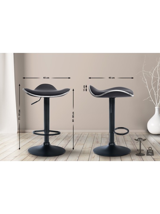 Taburete de bar Shanghai de piel sintética, negro