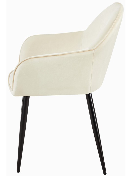 Silla de comedor de terciopelo Boise, crema