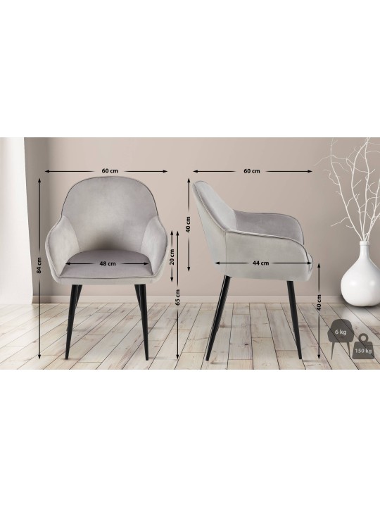 Silla de comedor de terciopelo Boise, gris