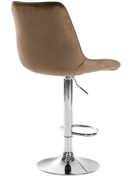 Juego de 2 taburetes de bar Toni terciopelo cromado, marrón