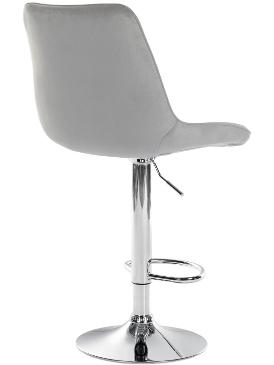 Juego de 2 taburetes de bar Toni terciopelo cromado, gris