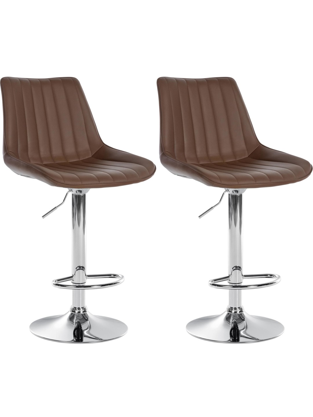 Juego de 2 taburetes de bar Toni polipiel cromado, marrón