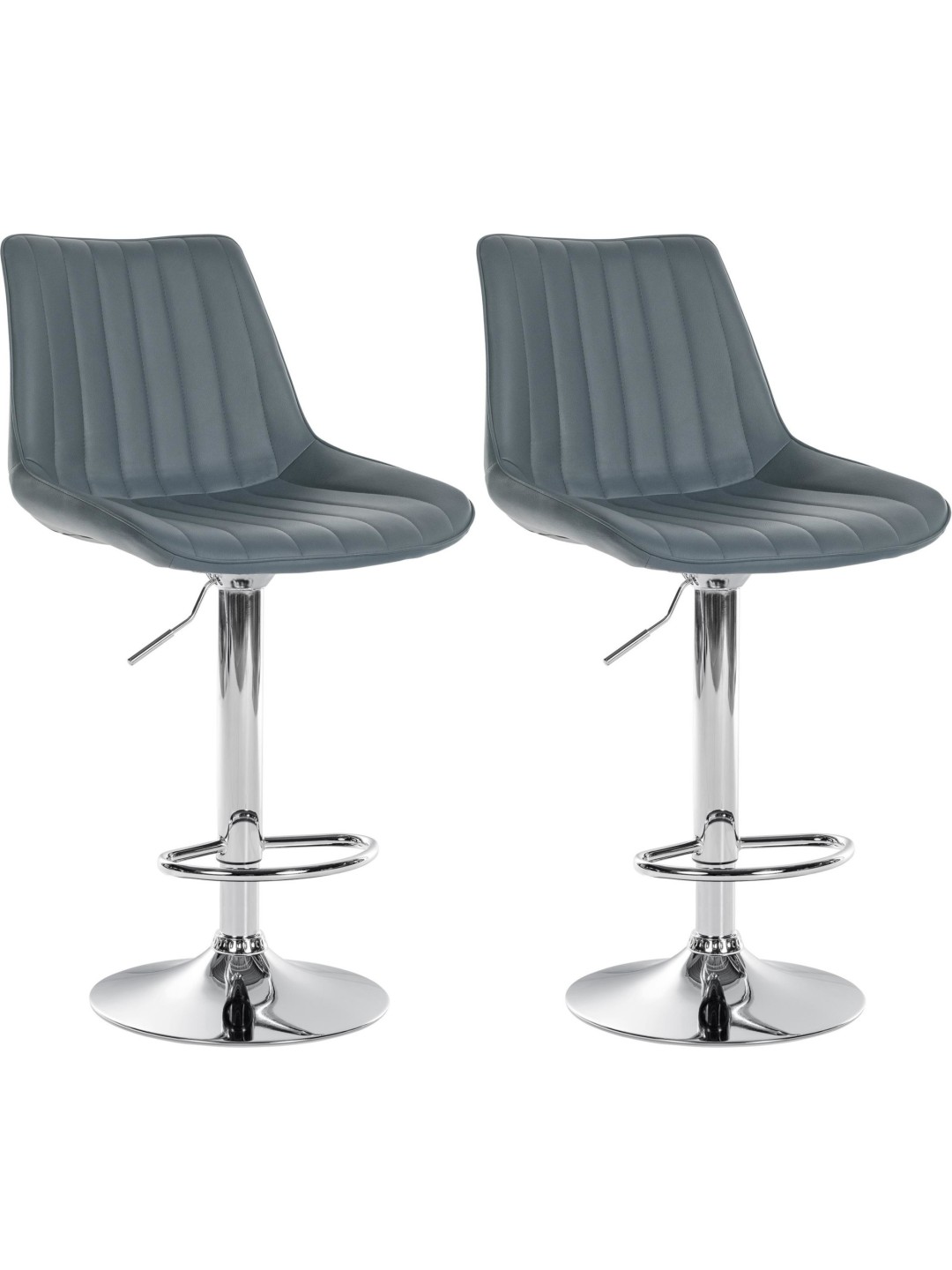Juego de 2 taburetes de bar Toni polipiel cromado, gris