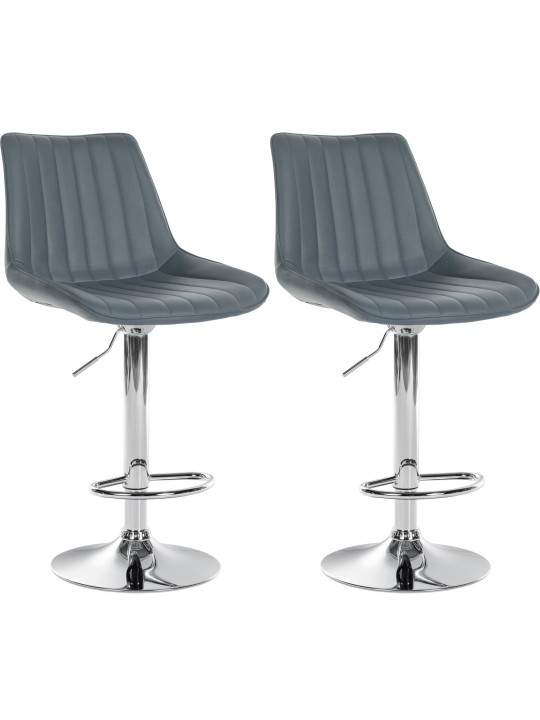 Juego de 2 taburetes de bar Toni polipiel cromado, gris
