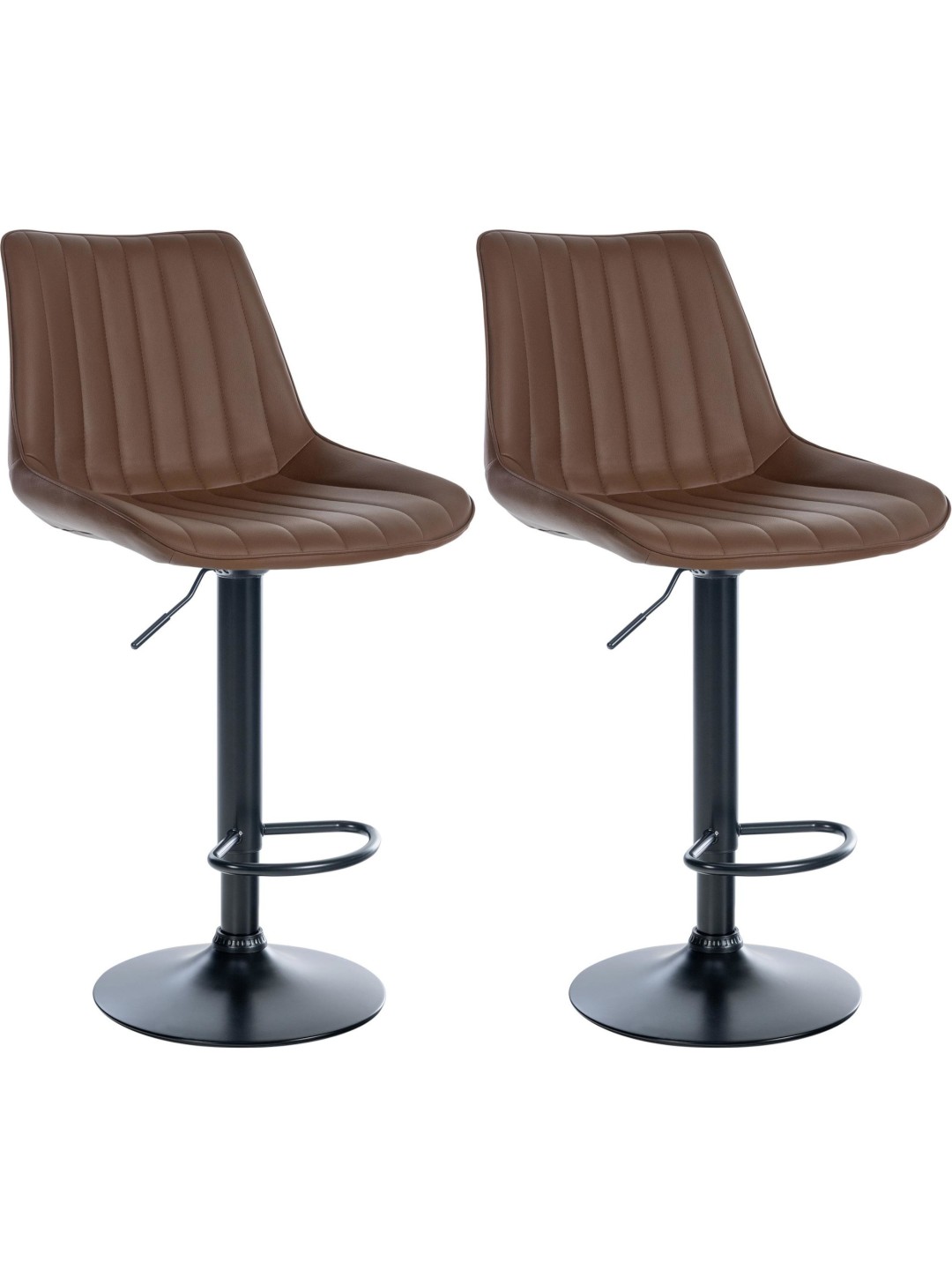 Juego de 2 taburetes de bar Toni piel sintética, marrón