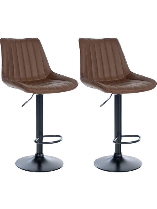 Juego de 2 taburetes de bar Toni piel sintética, marrón Juego de 2 taburetes de bar Toni piel sintética, marrón
