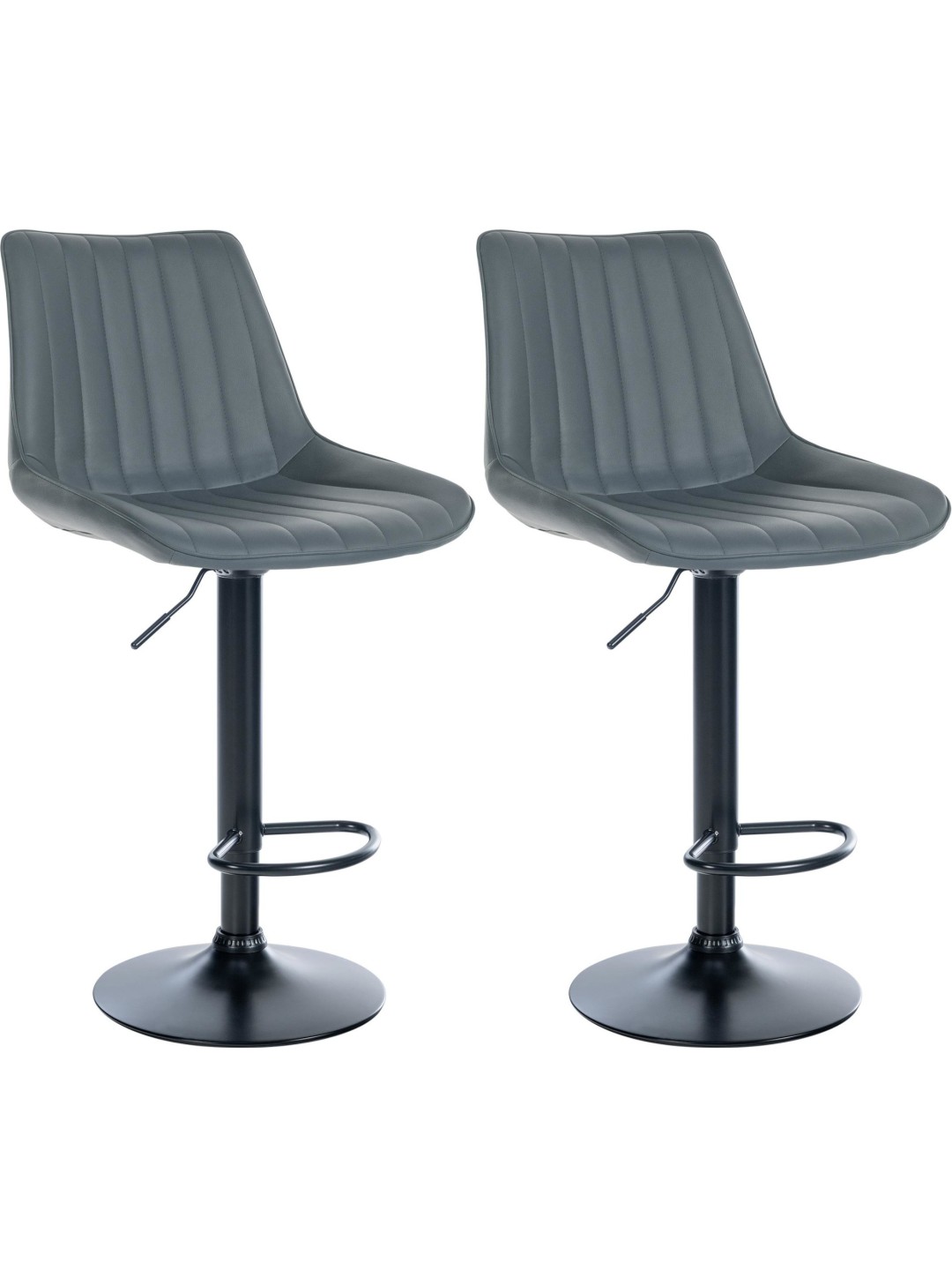 Juego de 2 taburetes de bar Toni piel sintética, gris