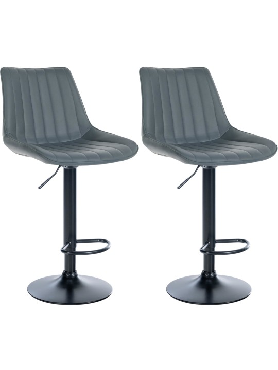 Juego de 2 taburetes de bar Toni piel sintética, gris Juego de 2 taburetes de bar Toni piel sintética, gris