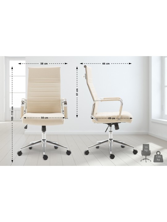 Silla de oficina Columbus tela, crema
