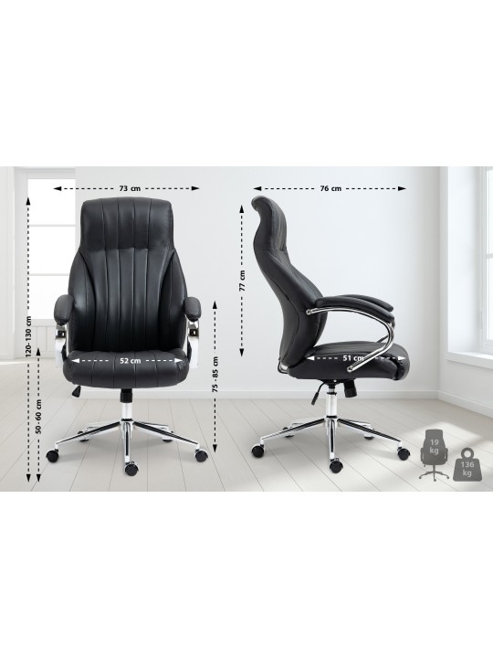 Silla de oficina Wigan de cuero auténtico, negro Silla de oficina Wigan de cuero auténtico, negro