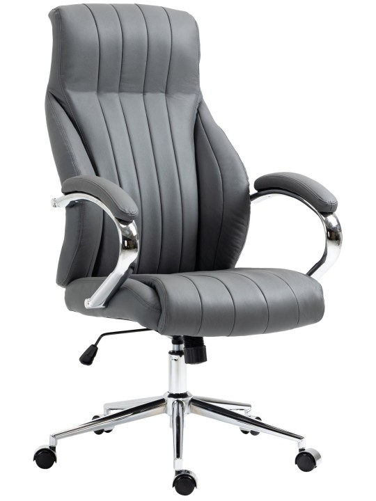 Silla de oficina Wigan de cuero genuino, gris