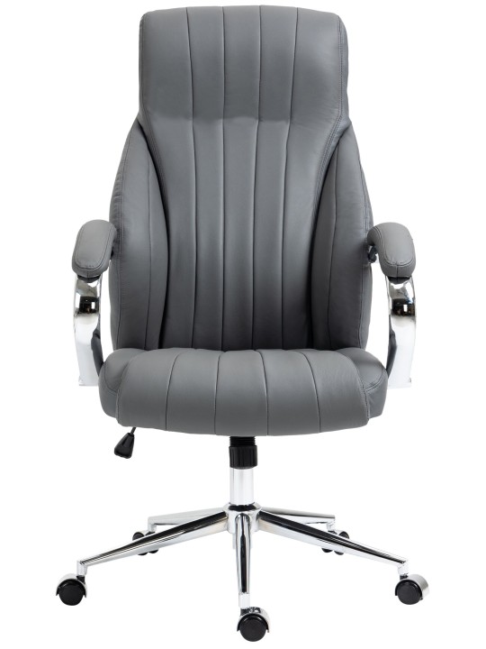 Silla de oficina Wigan de cuero genuino, gris