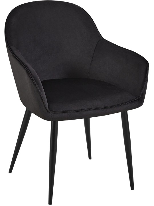 Silla de comedor de terciopelo Boise, negro