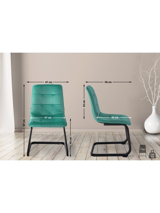 Silla de comedor de terciopelo Vermont, verde