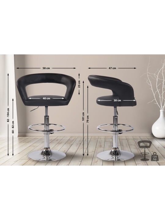 Taburete de bar Jaen piel sintética, negro