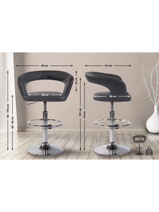 Taburete de bar Jaen piel sintética, gris