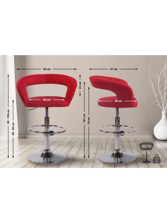 Taburete de bar Jaen tela, rojo